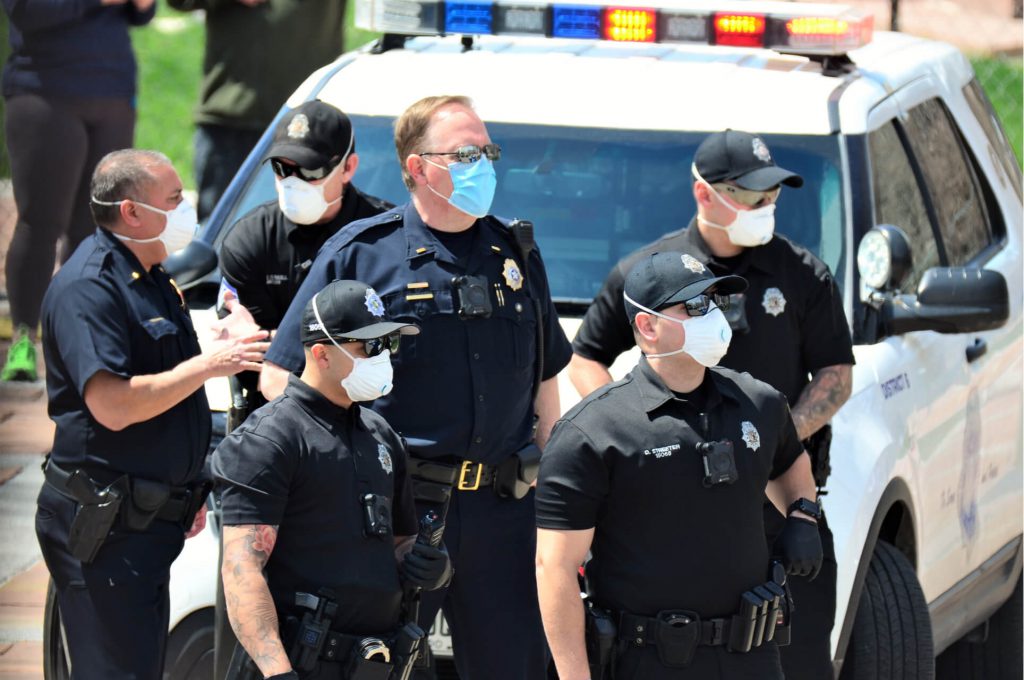 Policemen Wearing Facemask
