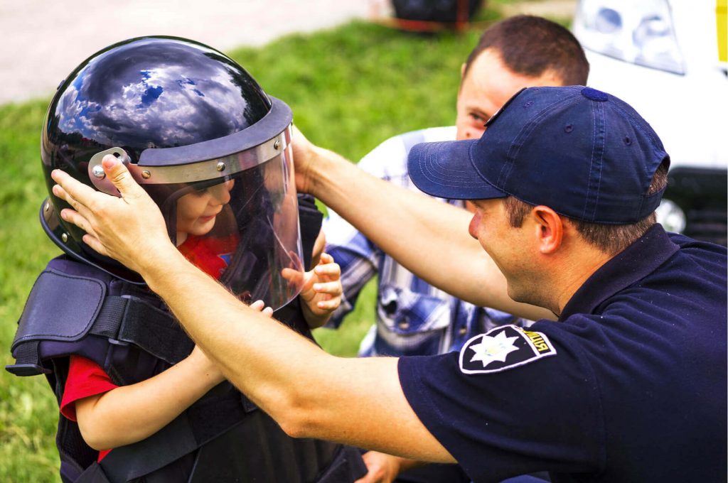Little girl helmet police
