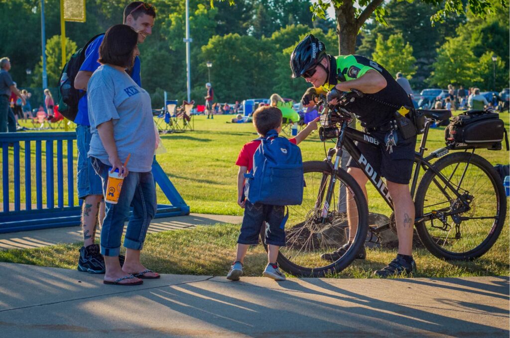 Bike cop with kid